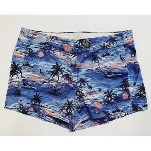 J. Crew Tropical Palm Tree Shorts | Blue Beach Scene | Size 2